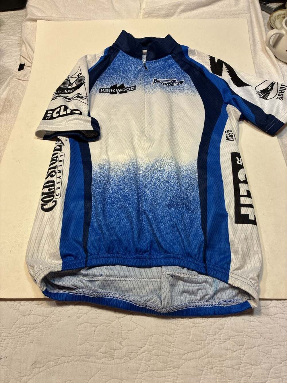 Biemme Kirkwood Cycling Jersey Short Sleeve Blue White Full Zip